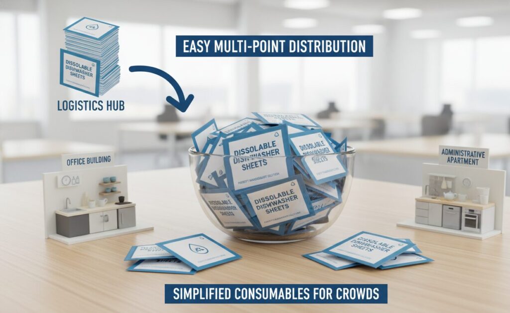 Dissolvable Dishwasher Sheets for Crowd to Property management service provider